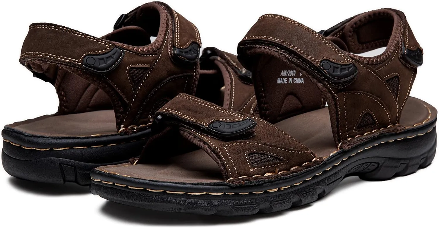 Jousen Men's Sandals Arch Support Casual Genuine Leather Summer Outdoor Beach Fisherman Sandals for Men