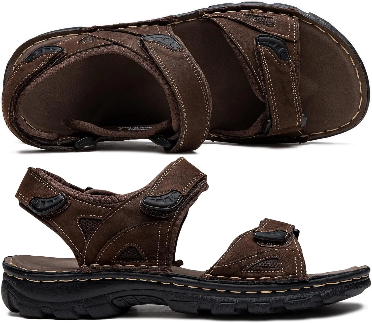 Jousen Men's Sandals Arch Support Casual Genuine Leather Summer Outdoor Beach Fisherman Sandals for Men