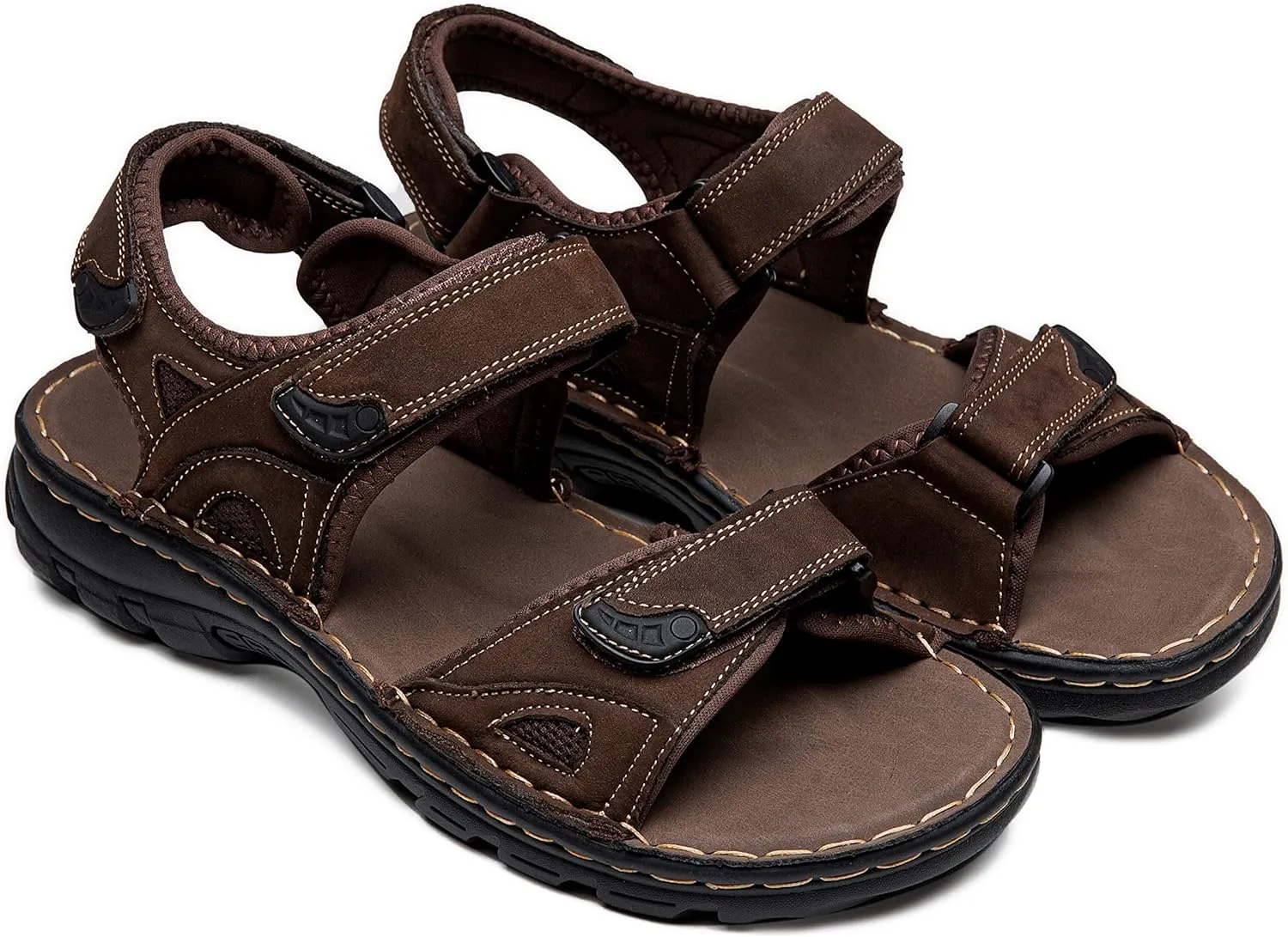 Jousen Men's Sandals Arch Support Casual Genuine Leather Summer Outdoor Beach Fisherman Sandals for Men