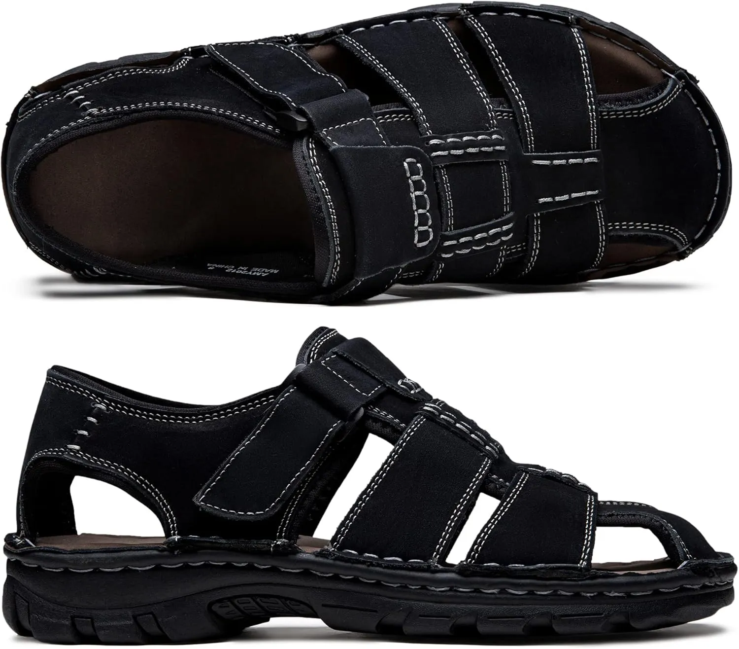 Jousen Men's Sandals Arch Support Casual Genuine Leather Summer Outdoor Beach Fisherman Sandals for Men