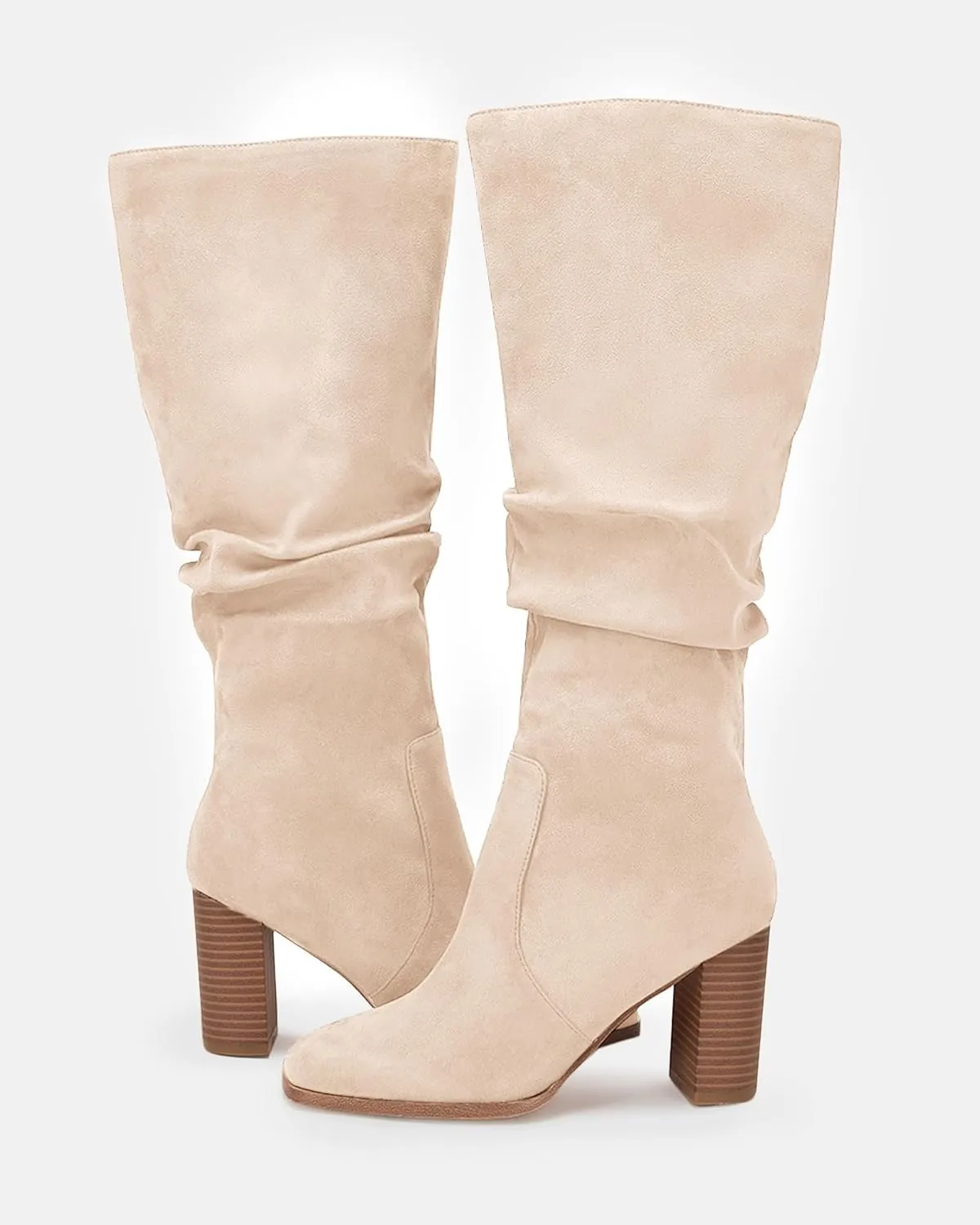 Juliet Holy Womens Knee High Boots Chunky High Heel Square Toe Side Zipper Wide Calf Boot