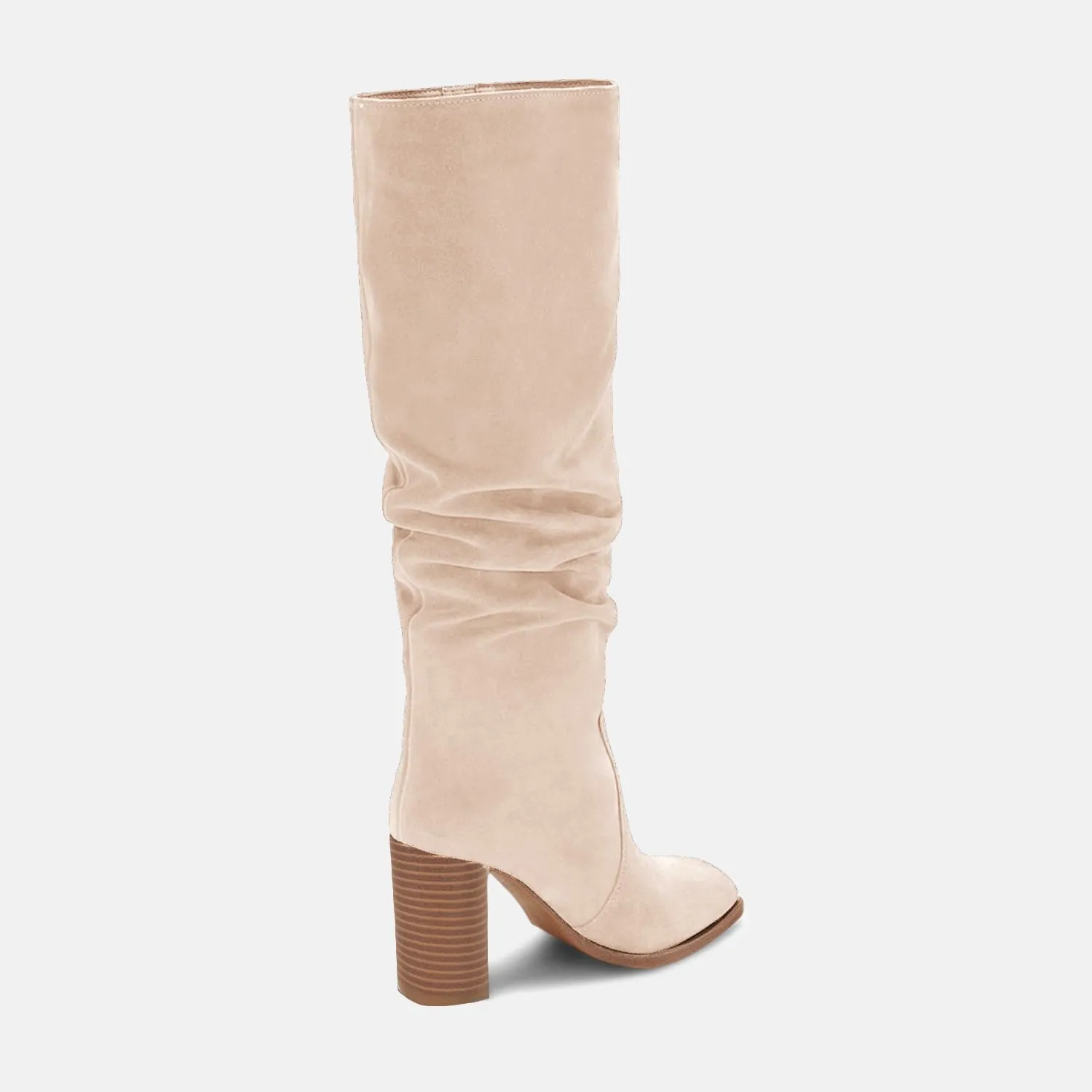 Juliet Holy Womens Knee High Boots Chunky High Heel Square Toe Side Zipper Wide Calf Boot