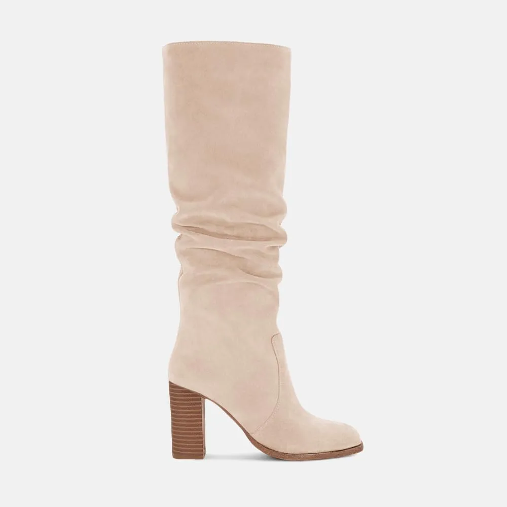 Juliet Holy Womens Knee High Boots Chunky High Heel Square Toe Side Zipper Wide Calf Boot