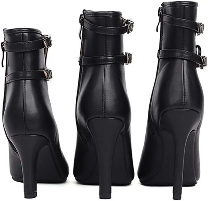 JXUZY Womens Jazz Ballroom Dance High Heels Sandals Peep Toe Lace-up Stiletto Heels Ankle Boots