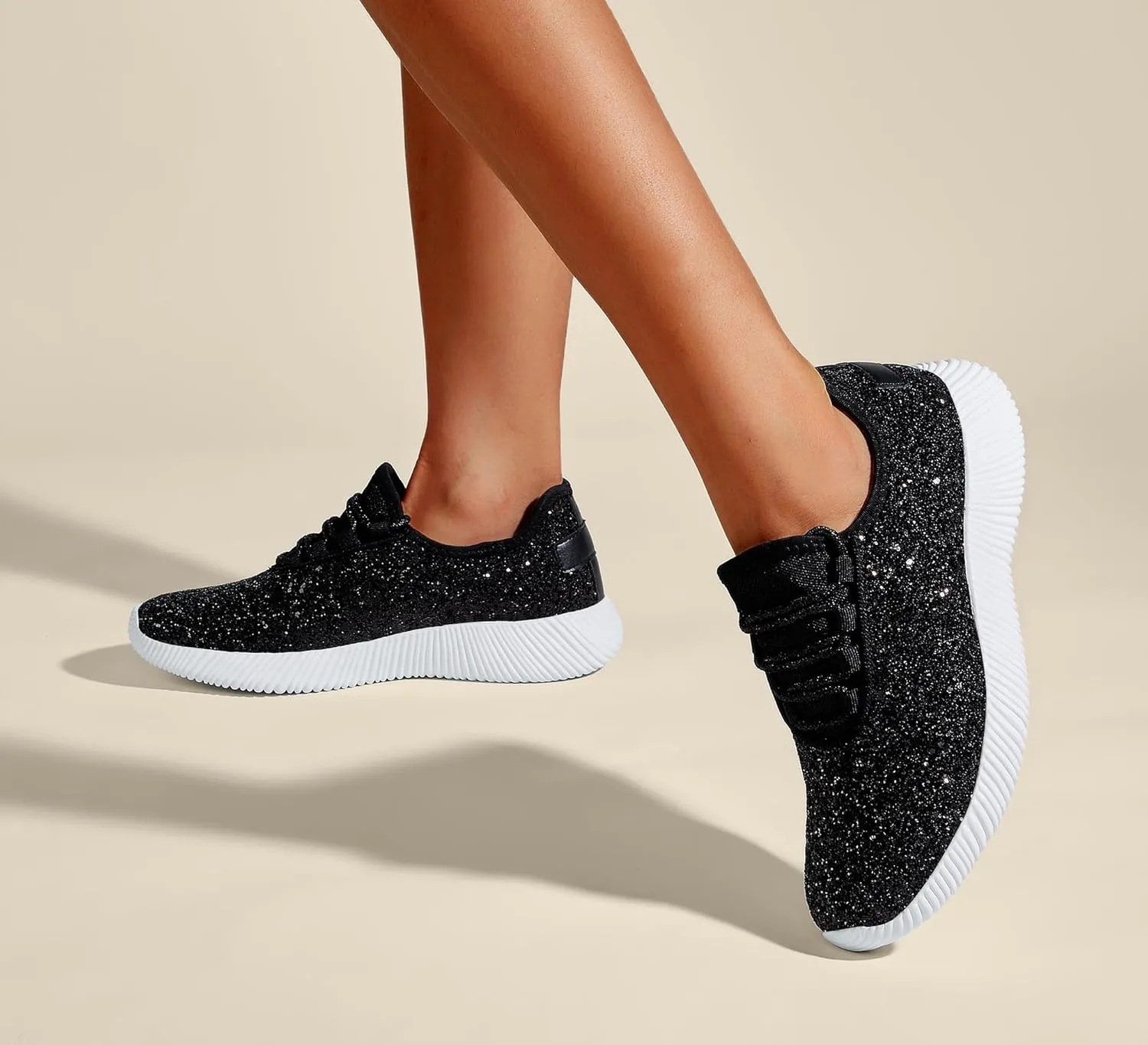 K KIP WOK Fashion Glitter Sneakers for Womens Silp On Running Shoes Lightweigt Tennis Walking Sneakers