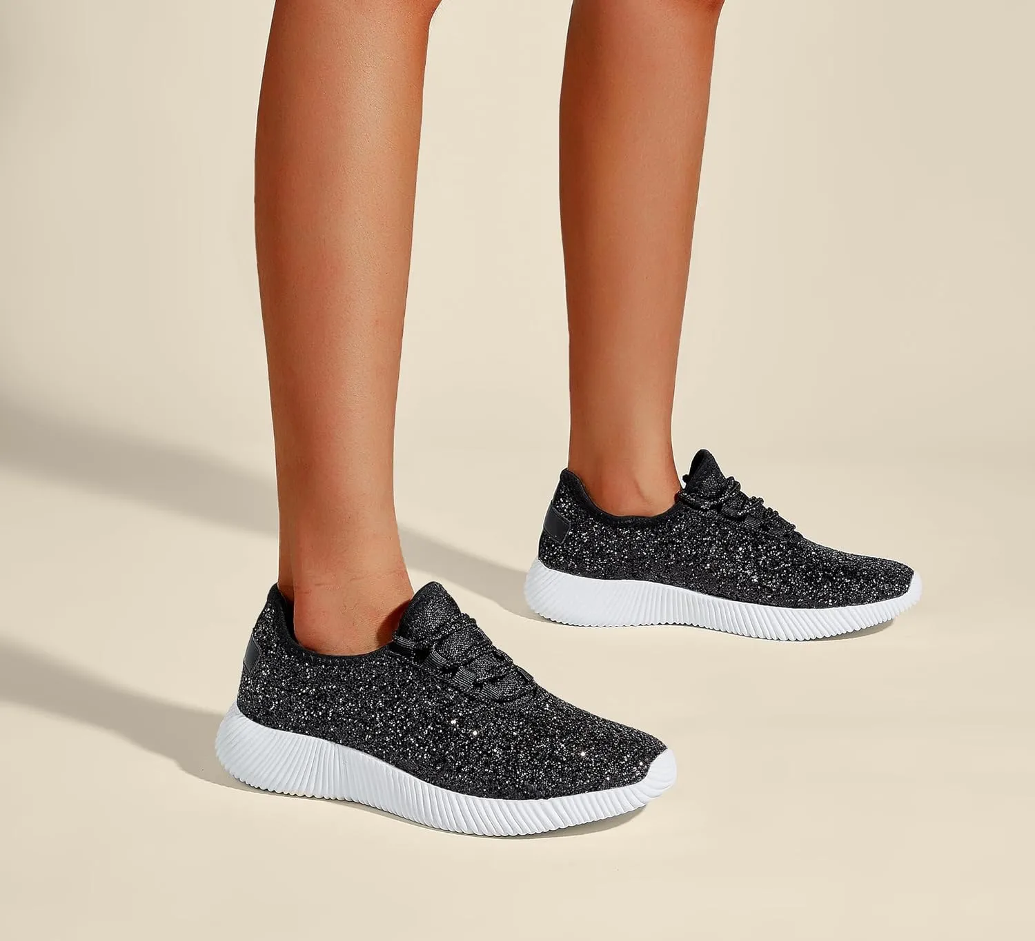 K KIP WOK Fashion Glitter Sneakers for Womens Silp On Running Shoes Lightweigt Tennis Walking Sneakers