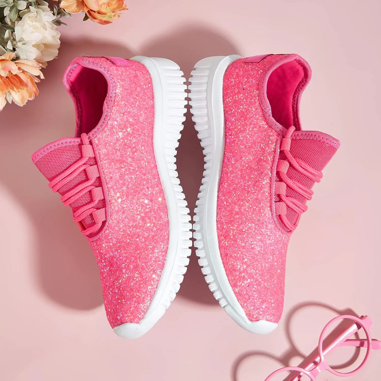 K KIP WOK Fashion Glitter Sneakers for Womens Silp On Running Shoes Lightweigt Tennis Walking Sneakers