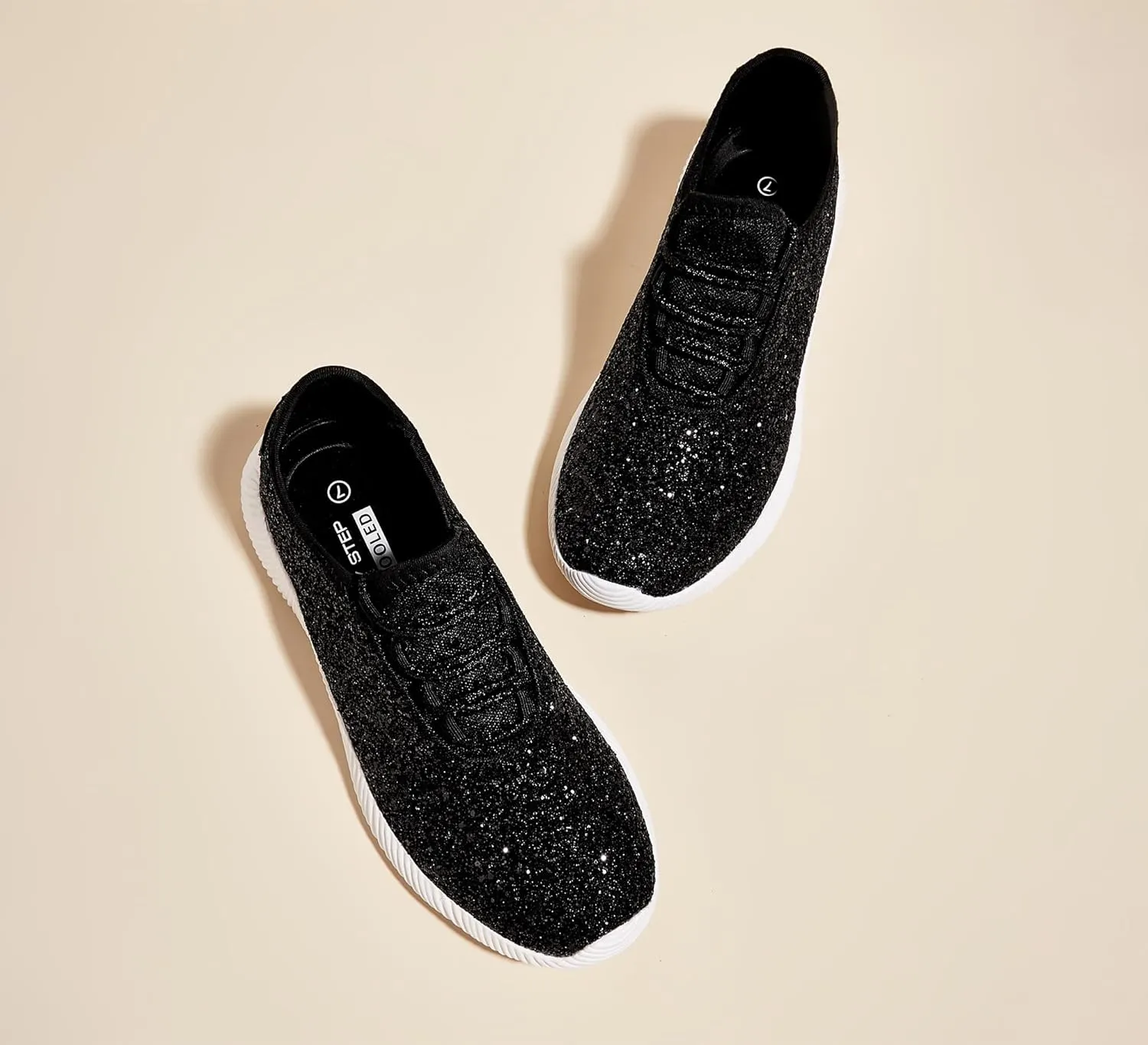 K KIP WOK Fashion Glitter Sneakers for Womens Silp On Running Shoes Lightweigt Tennis Walking Sneakers
