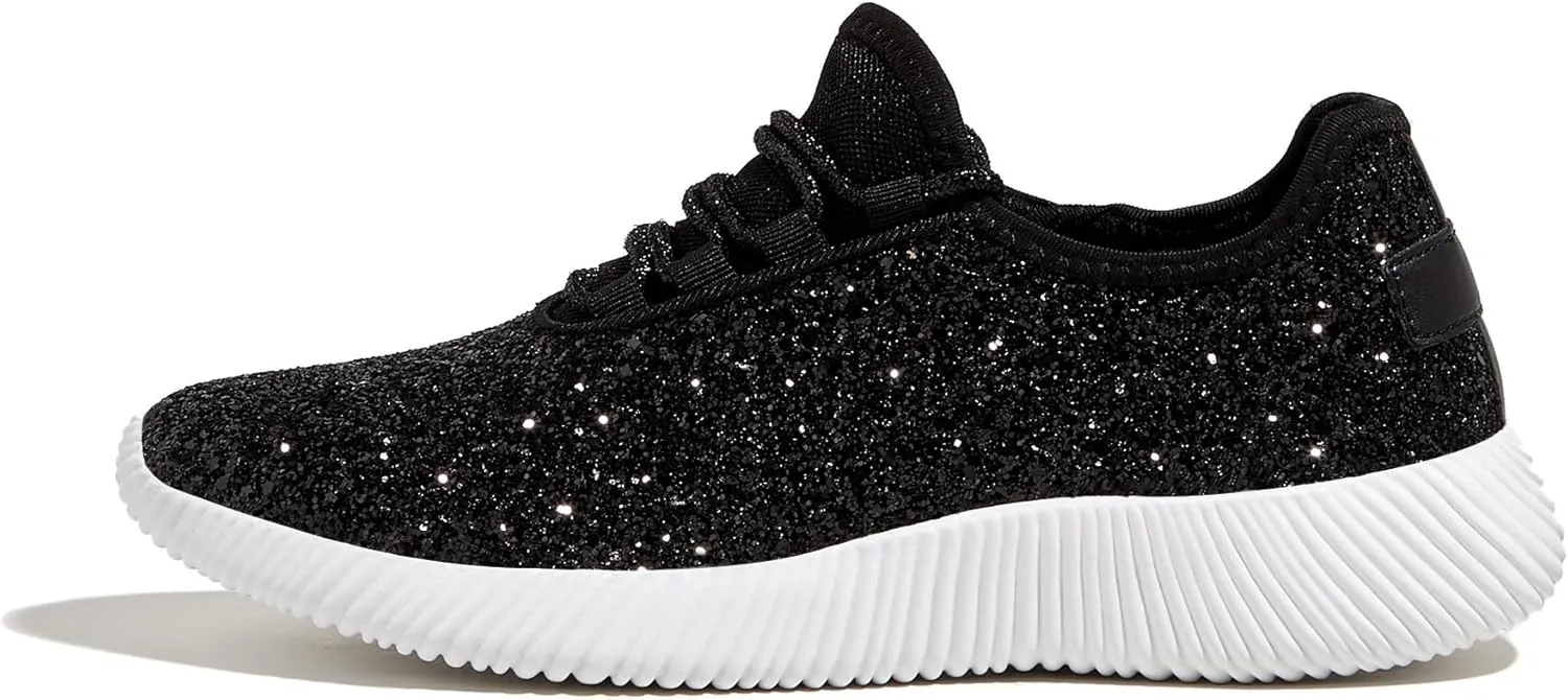 K KIP WOK Fashion Glitter Sneakers for Womens Silp On Running Shoes Lightweigt Tennis Walking Sneakers