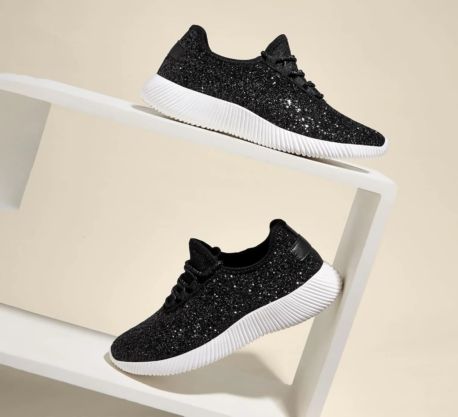 K KIP WOK Fashion Glitter Sneakers for Womens Silp On Running Shoes Lightweigt Tennis Walking Sneakers