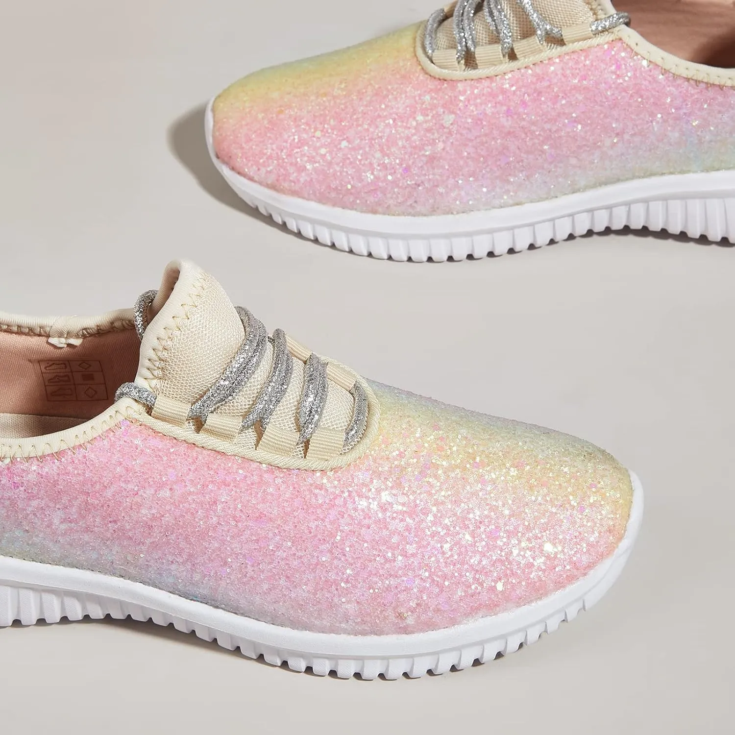 K KIP WOK Fashion Glitter Sneakers for Womens Silp On Running Shoes Lightweigt Tennis Walking Sneakers