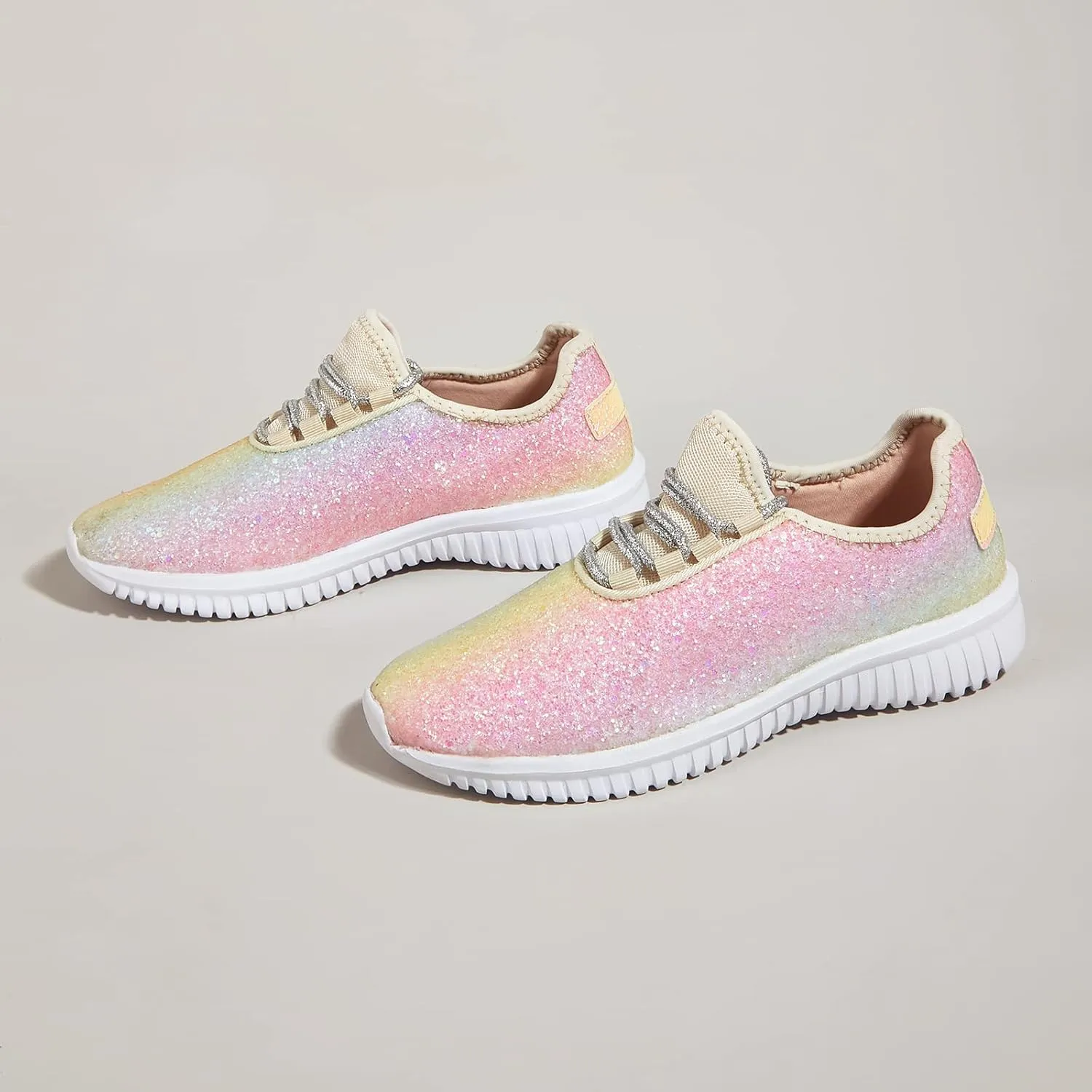 K KIP WOK Fashion Glitter Sneakers for Womens Silp On Running Shoes Lightweigt Tennis Walking Sneakers