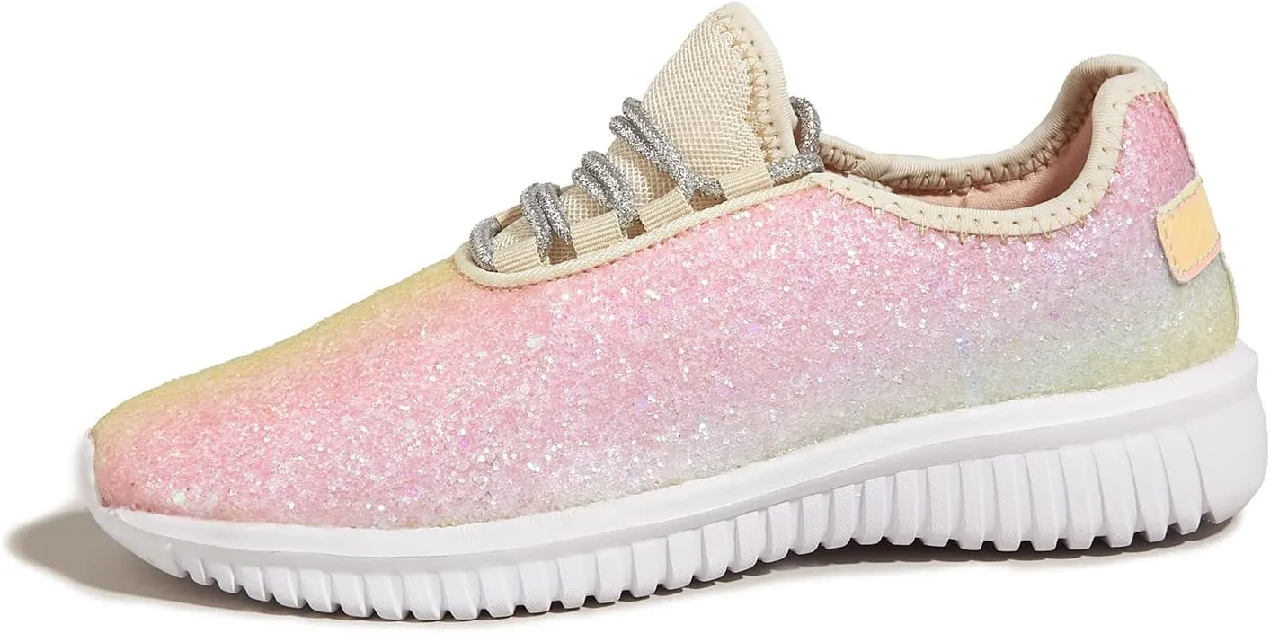 K KIP WOK Fashion Glitter Sneakers for Womens Silp On Running Shoes Lightweigt Tennis Walking Sneakers