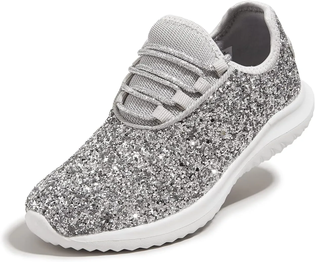 K KIP WOK Girls Glitter Sneakers Sparkle Slip On Walking Shoes for Kids/Children Breathable Running Sneakers