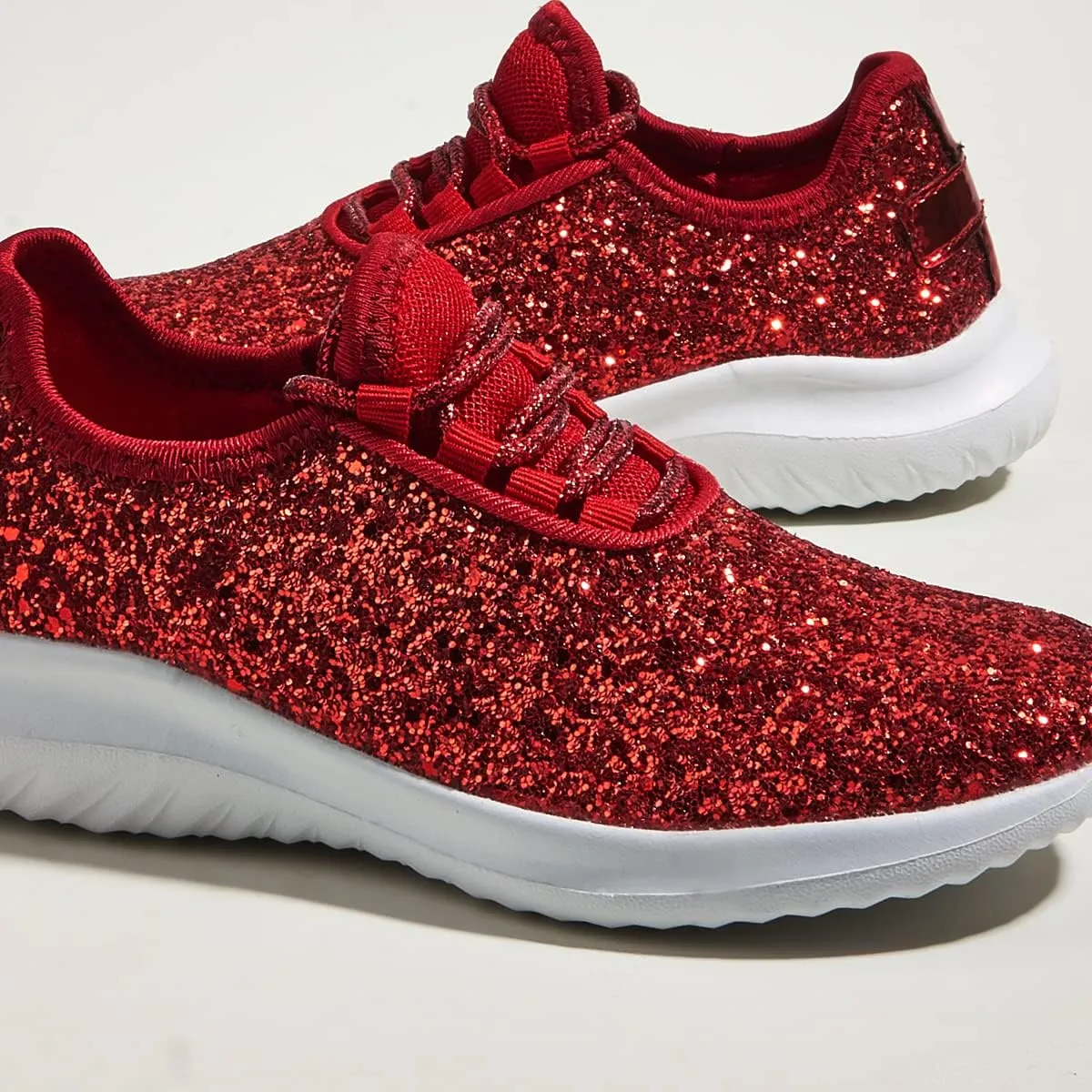 K KIP WOK Girls Glitter Sneakers Sparkle Slip On Walking Shoes for Kids/Children Breathable Running Sneakers
