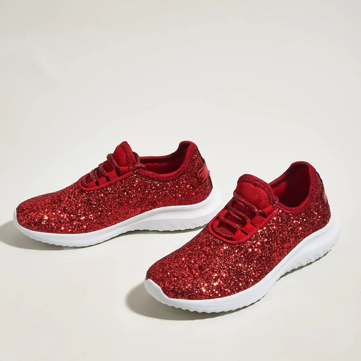 K KIP WOK Girls Glitter Sneakers Sparkle Slip On Walking Shoes for Kids/Children Breathable Running Sneakers
