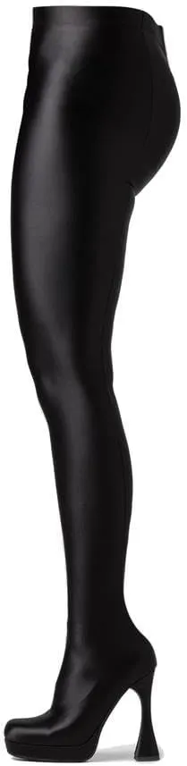 keleimusi Womens Sexy Thigh High Pant Boots Over The Knee Square Toe Stretch Platform Boots