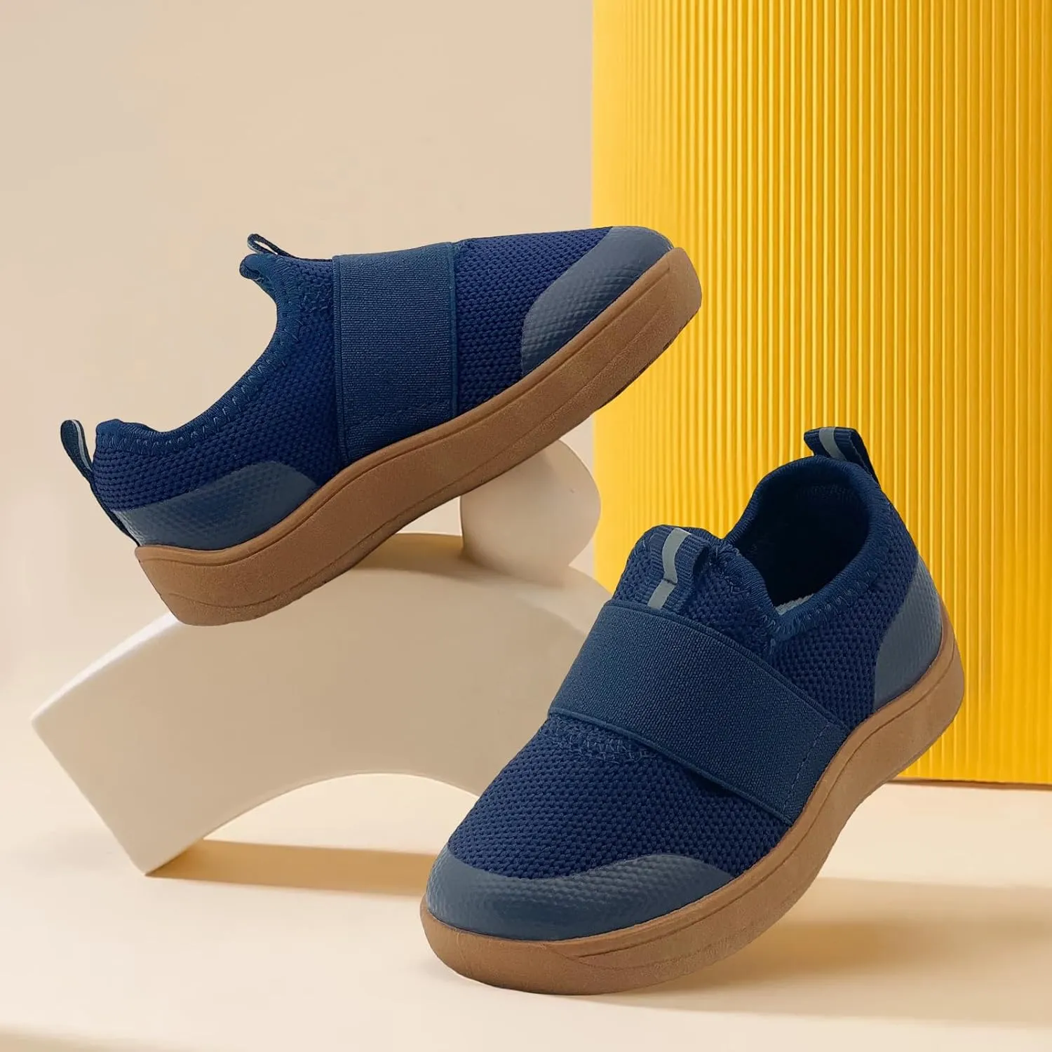Kids Sneakers for Boys Girls Slip On Wide Toe Box Barefoot Shoes Toddler Minimalist Zero Drop Sneakers Breathable Tennis Walking Shoes