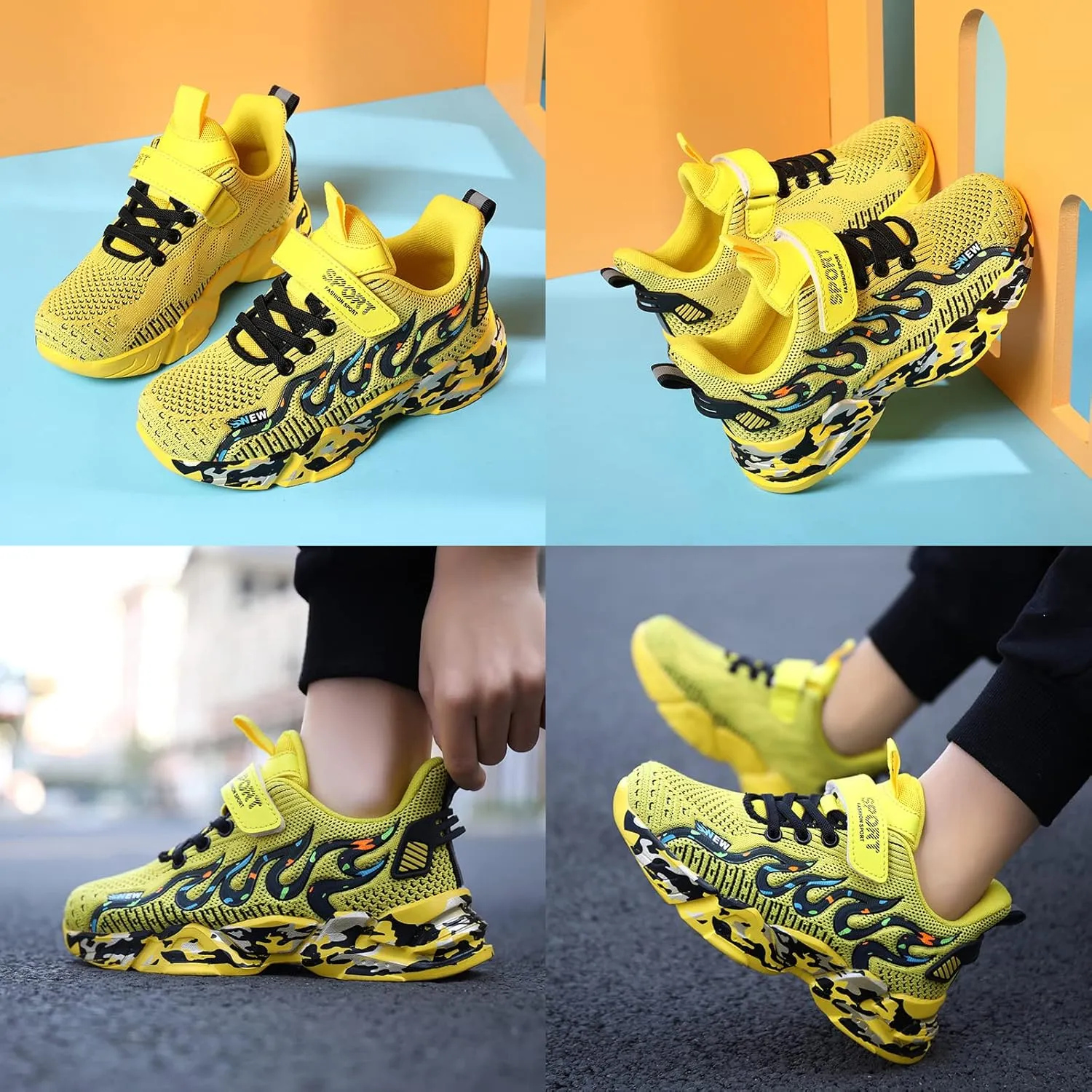 Kids Sneakers Lightweight Mesh Breathable Comfortable Running Tennis Athletic Boys Girls Shoes