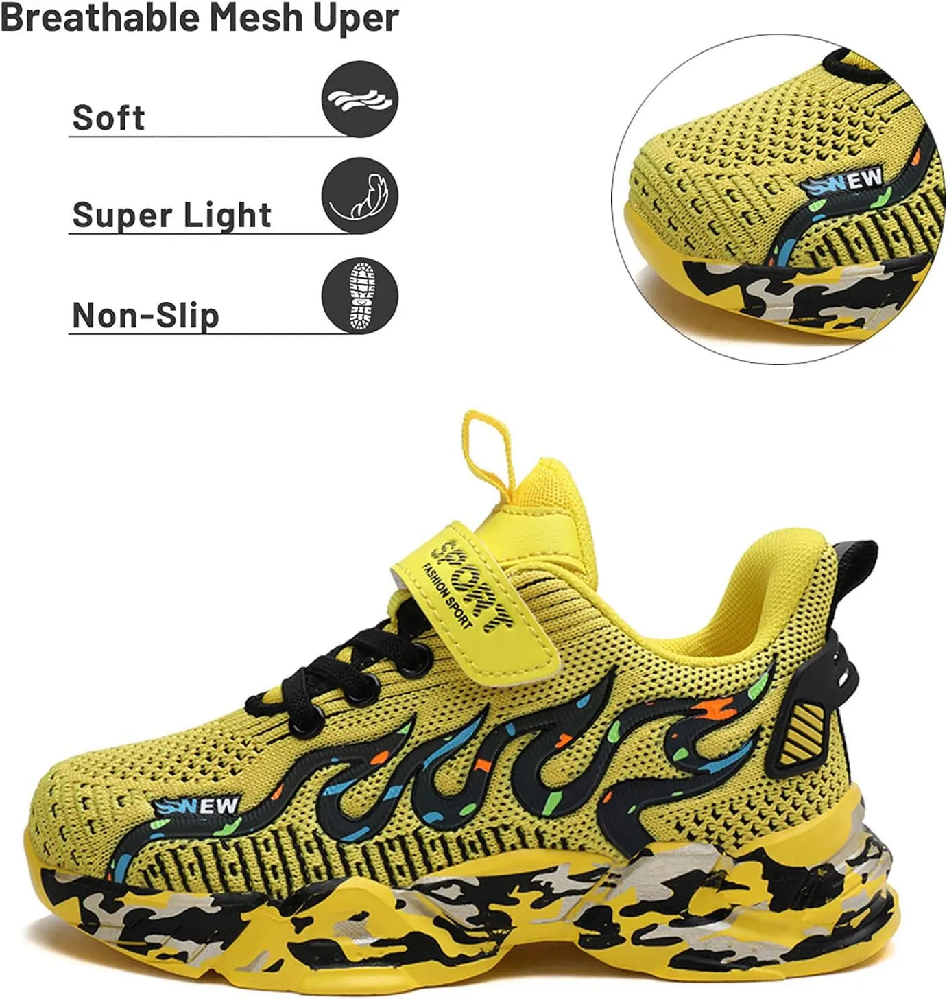 Kids Sneakers Lightweight Mesh Breathable Comfortable Running Tennis Athletic Boys Girls Shoes