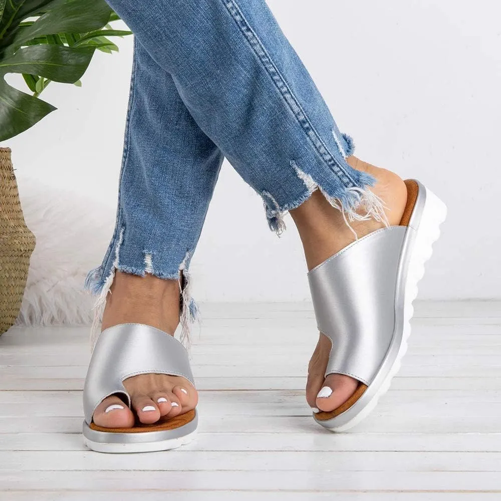 KINOW Women Bunion Sandals Platform Wedge Slippers Orthopedic Flip Flops Summer Shoes