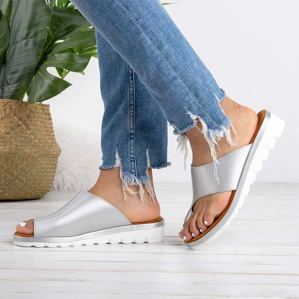 KINOW Women Bunion Sandals Platform Wedge Slippers Orthopedic Flip Flops Summer Shoes