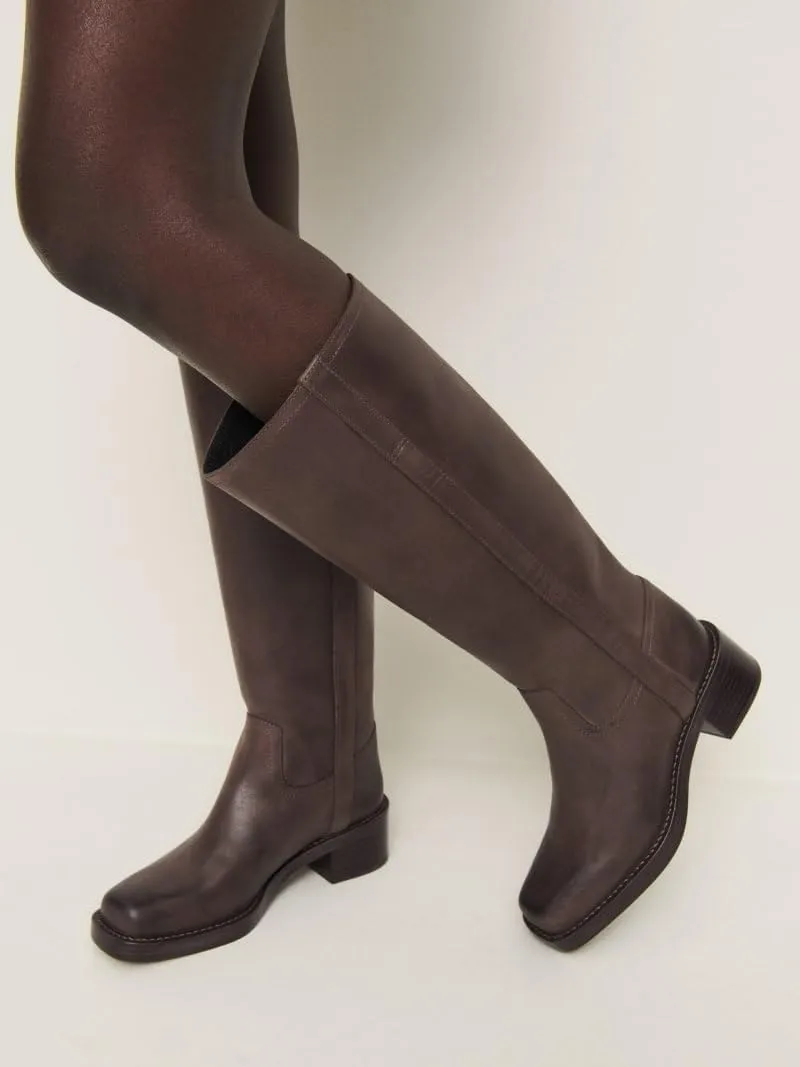 Knee High Boots for Women Comfortable Chunky Heel Square Toe Tall Boots Womens Fashion Low Heel Pull-on Long Boots