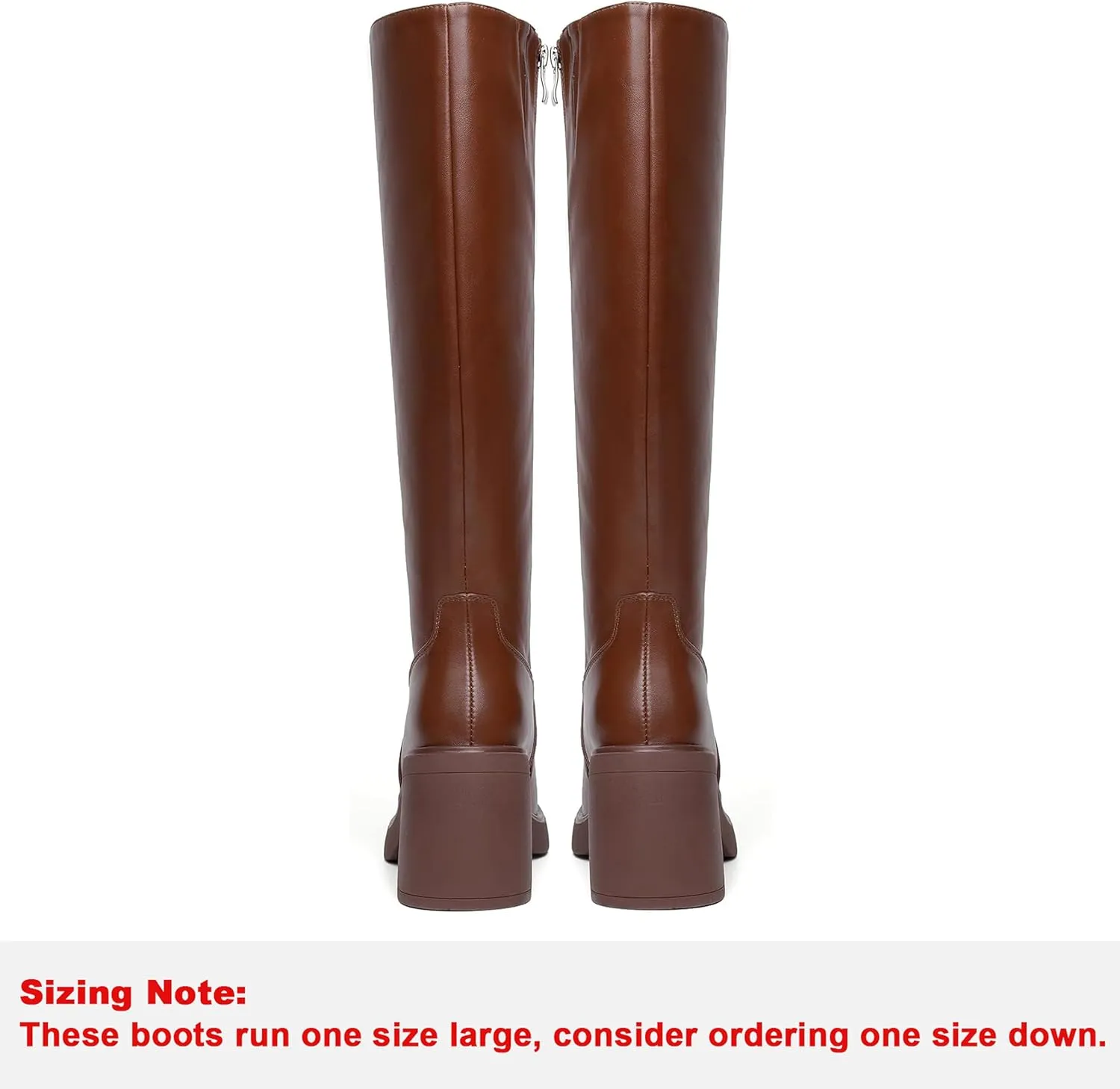 Knee High Boots for Women Square Toe Tall Boots Chunky Heeled Fashion High Boots with Side Zipper