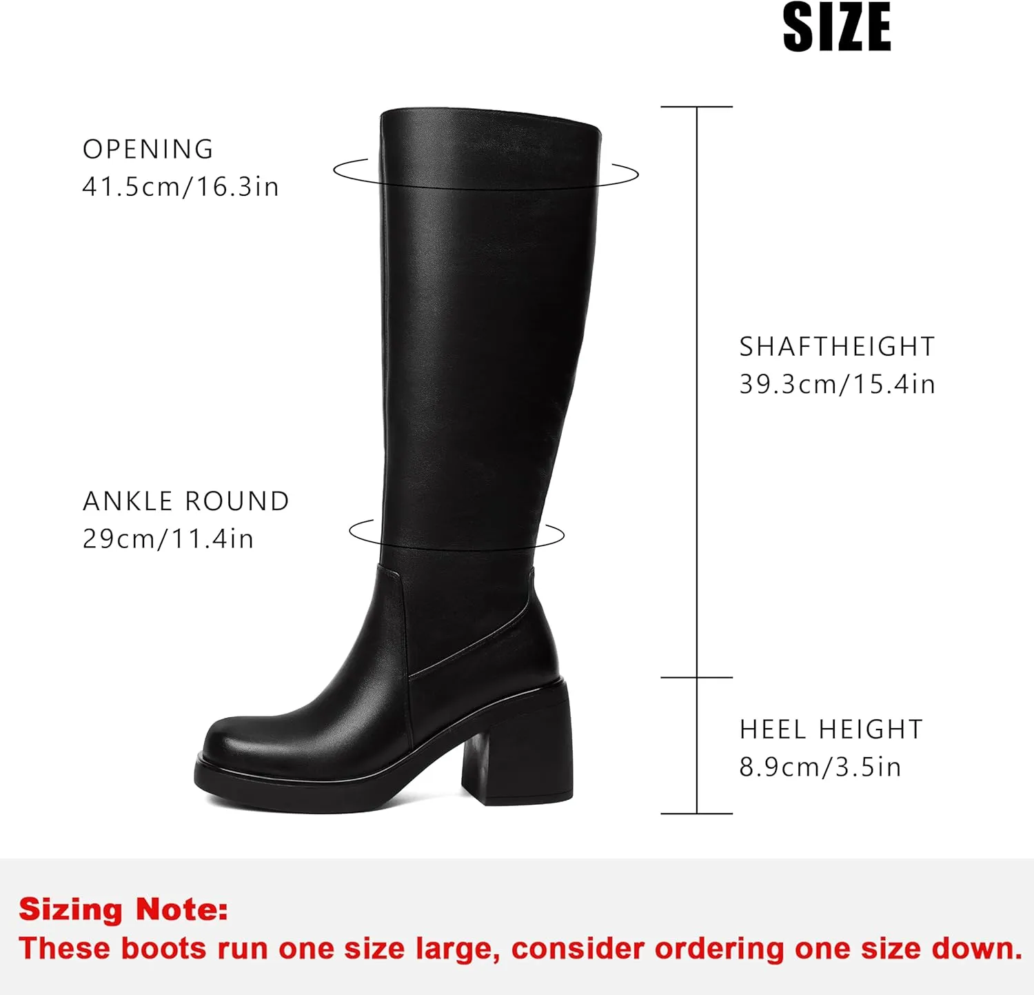 Knee High Boots for Women Square Toe Tall Boots Chunky Heeled Fashion High Boots with Side Zipper
