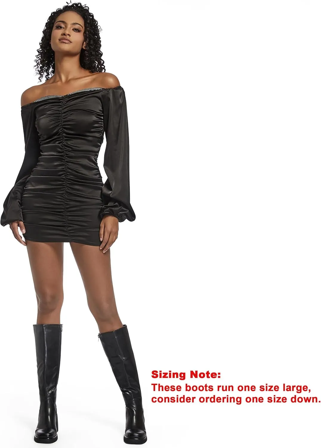 Knee High Boots for Women Square Toe Tall Boots Chunky Heeled Fashion High Boots with Side Zipper