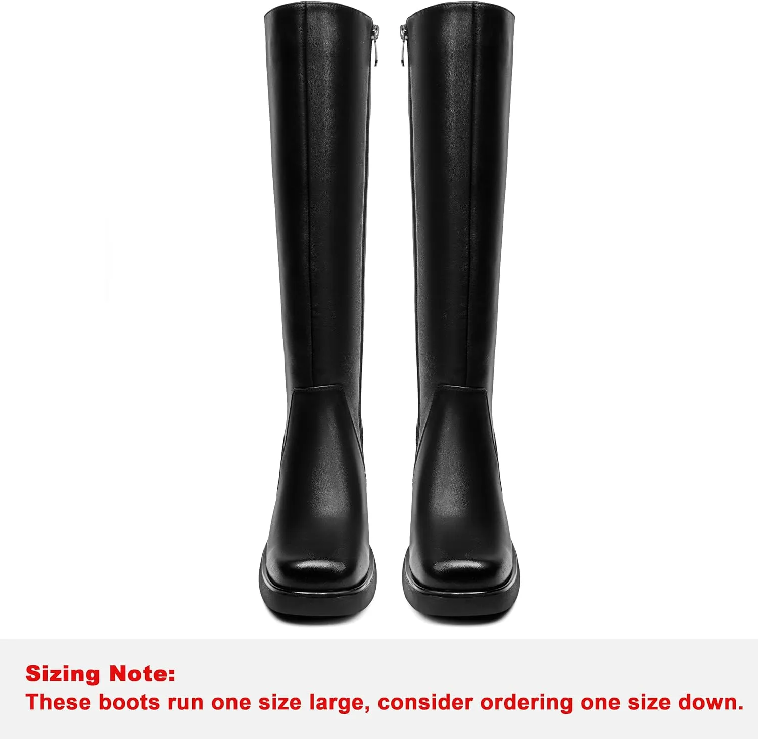 Knee High Boots for Women Square Toe Tall Boots Chunky Heeled Fashion High Boots with Side Zipper