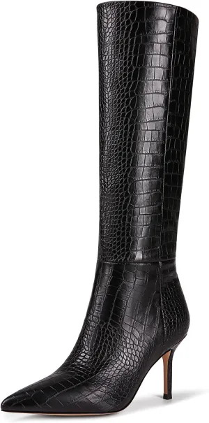 Knee High Boots Women Kitten Heels Boots Pointed Toe Tall Boots Comfortable Fashion Long Boots