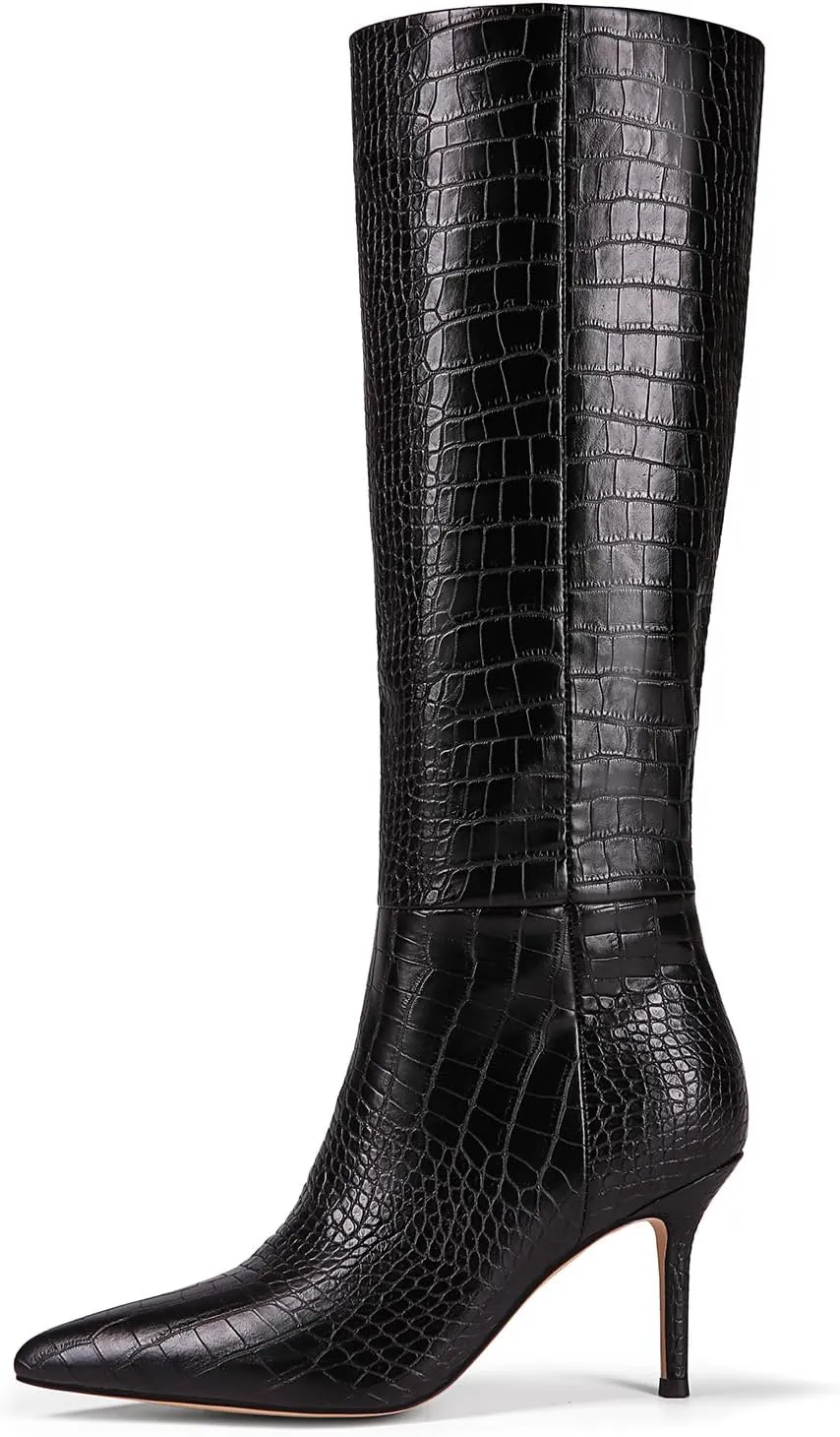 Knee High Boots Women Kitten Heels Boots Pointed Toe Tall Boots Comfortable Fashion Long Boots