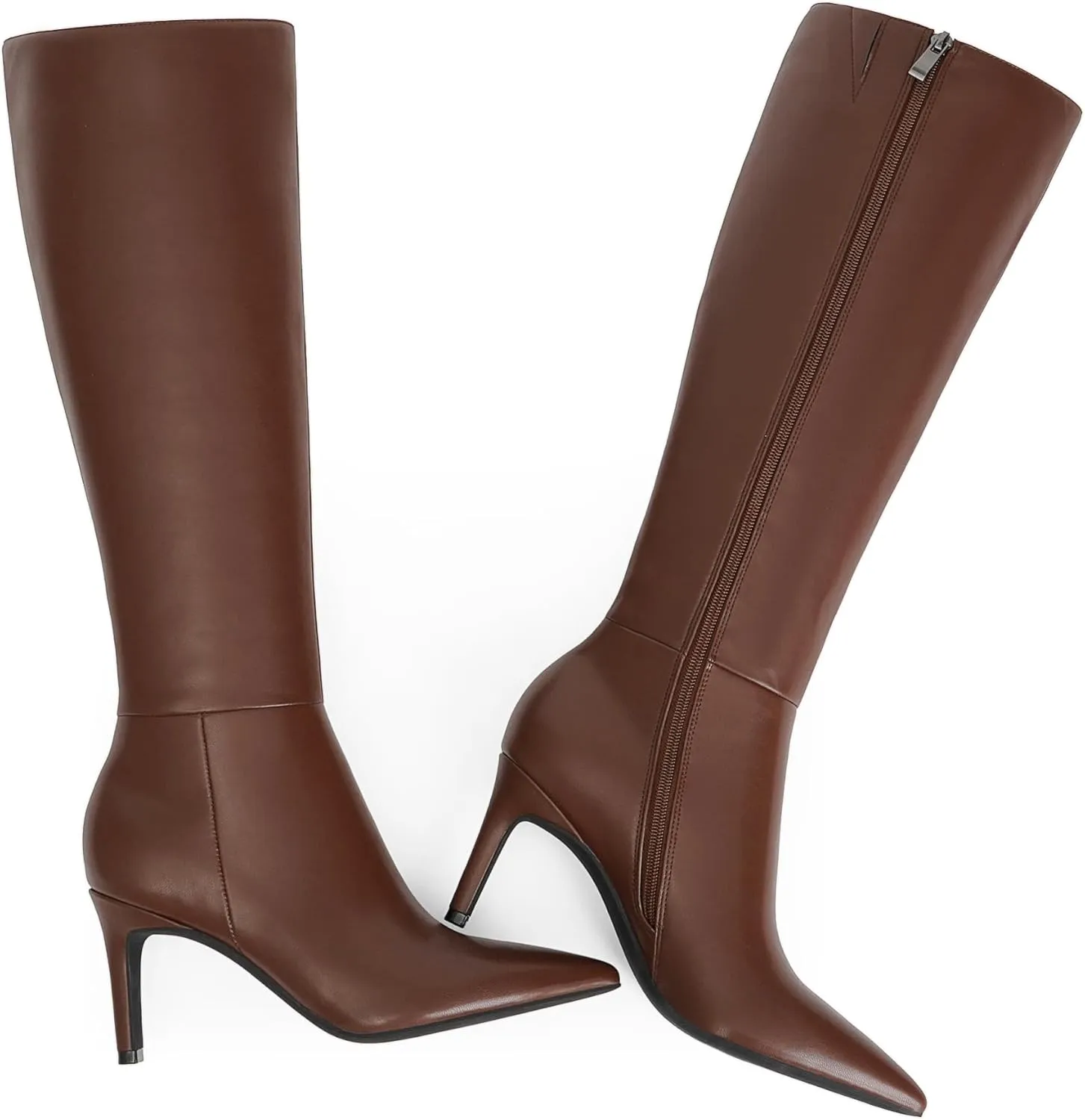 Knee High Boots Women Pointed Toe Tall Boots 3 In Stiletto High Heel Long Boots Side Zipper Dress Knee High Boots