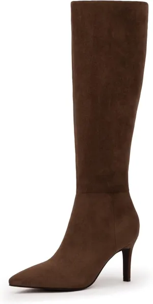 Knee High Boots Women Pointed Toe Tall Boots 3 In Stiletto High Heel Long Boots Side Zipper Dress Knee High Boots