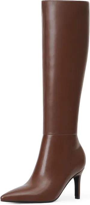 Knee High Boots Women Pointed Toe Tall Boots 3 In Stiletto High Heel Long Boots Side Zipper Dress Knee High Boots
