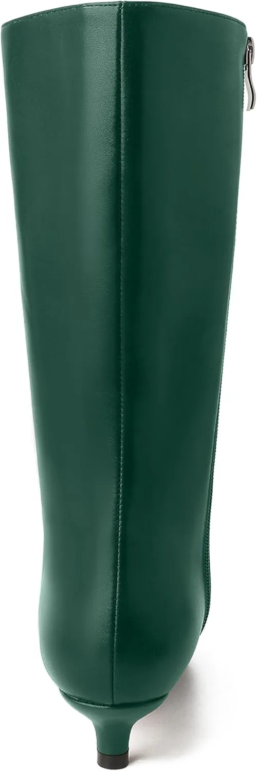 Knee High Boots Women, Pointed Toe Tall Boots Stiletto Kitten Heel Long Boots Slip On Dress Knee High Boots