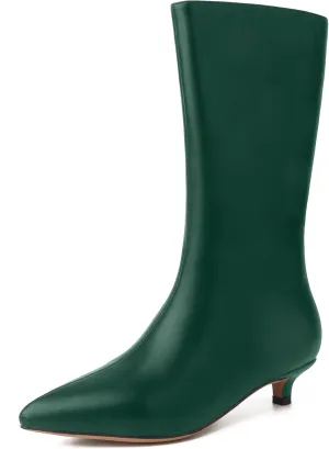 Knee High Boots Women, Pointed Toe Tall Boots Stiletto Kitten Heel Long Boots Slip On Dress Knee High Boots