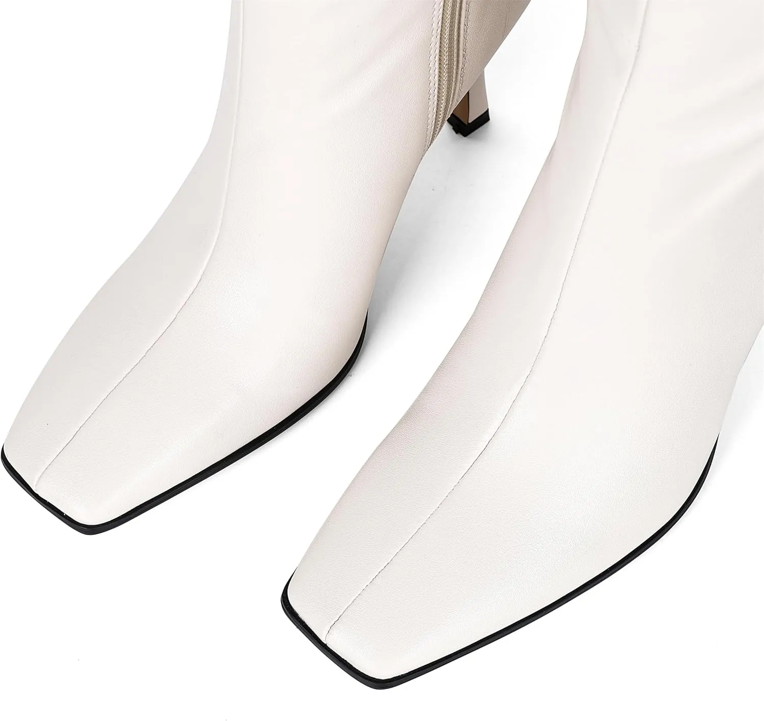 Knee High Boots, Women Thigh High Tall Leather Square Toe 3.74 In Stiletto Heel Sexy Fashion Side Zipper Fall Winter Long Boots
