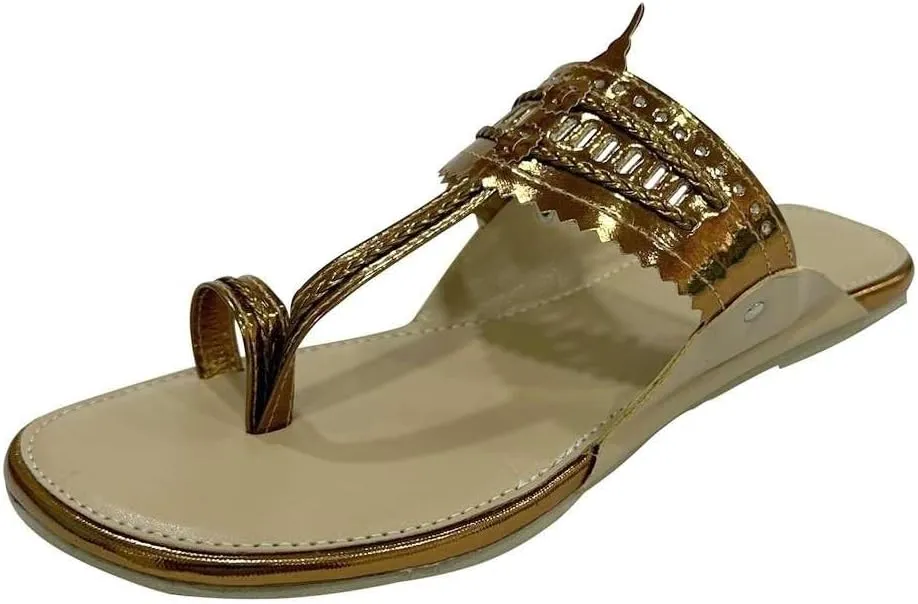Kolhapuri Chappal For Women's Indian Flat Flip Flop Kolhapuri Sandals For Women Ethnic s Casual Mojaris