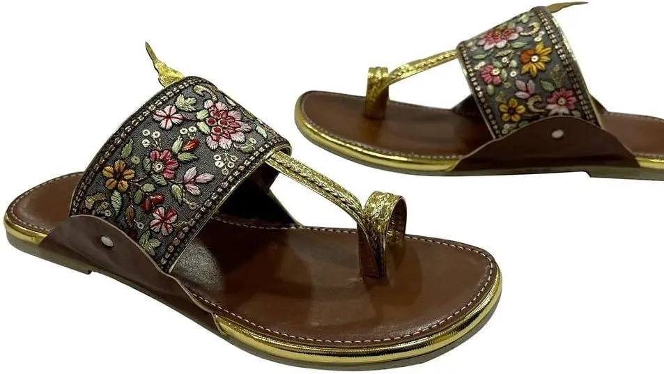 Kolhapuri Chappal For Women's Indian Flat Flip Flop Kolhapuri Sandals For Women Ethnic s Casual Mojaris