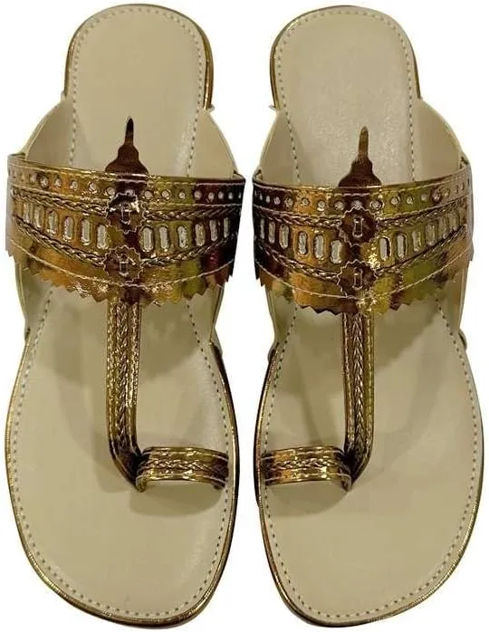 Kolhapuri Chappal For Women's Indian Flat Flip Flop Kolhapuri Sandals For Women Ethnic s Casual Mojaris