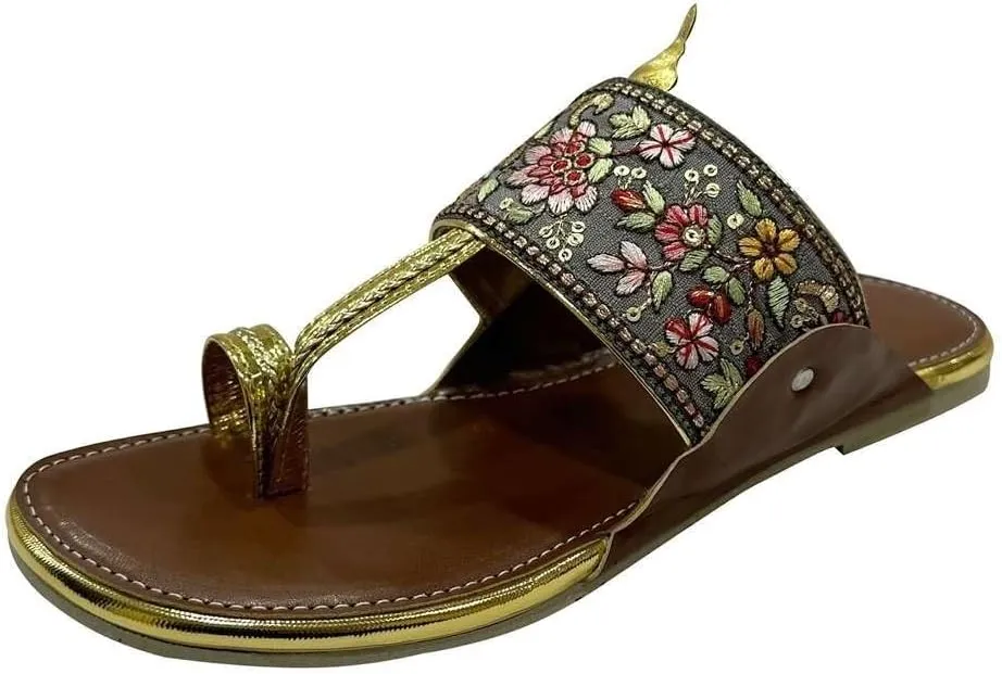 Kolhapuri Chappal For Women's Indian Flat Flip Flop Kolhapuri Sandals For Women Ethnic s Casual Mojaris