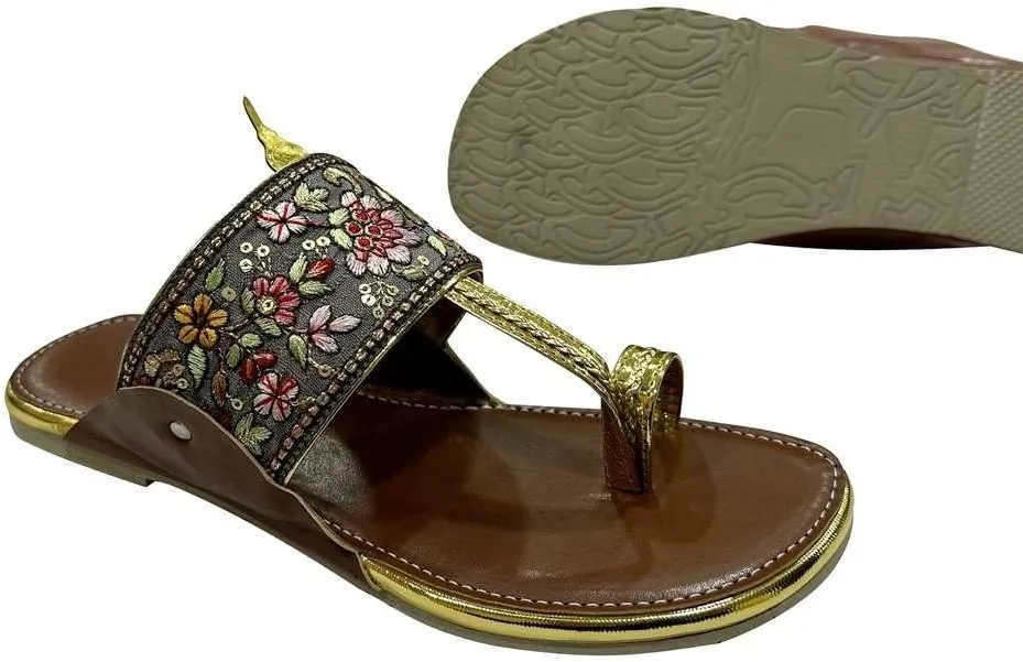 Kolhapuri Chappal For Women's Indian Flat Flip Flop Kolhapuri Sandals For Women Ethnic s Casual Mojaris