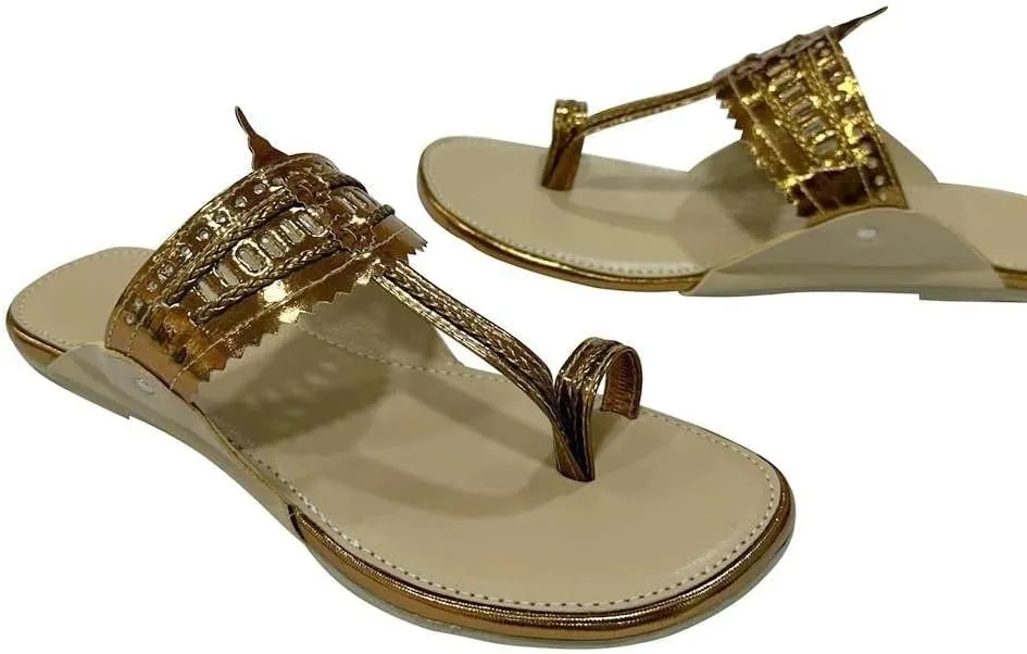 Kolhapuri Chappal For Women's Indian Flat Flip Flop Kolhapuri Sandals For Women Ethnic s Casual Mojaris