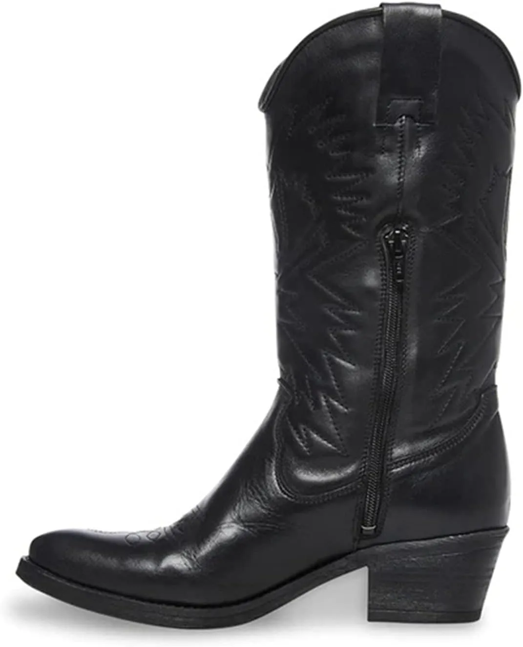 Ladmiple Cowboy Boots For Women Wide Calf Knee High Embroidered Western Chunky Heel Fashion Retro Classic Boot Pull-On