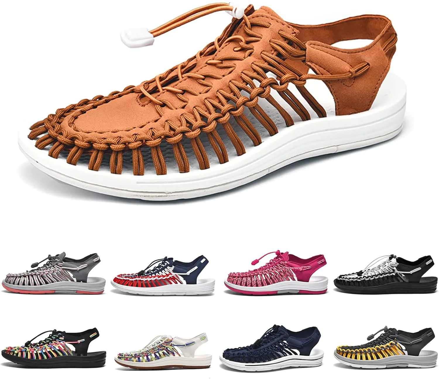 Large Size Unisex Rope Sport Sandals Men's Fisherman Shoes Women's Hand-Woven Shoes Comfortable Couple Lightweight Beach Sandals
