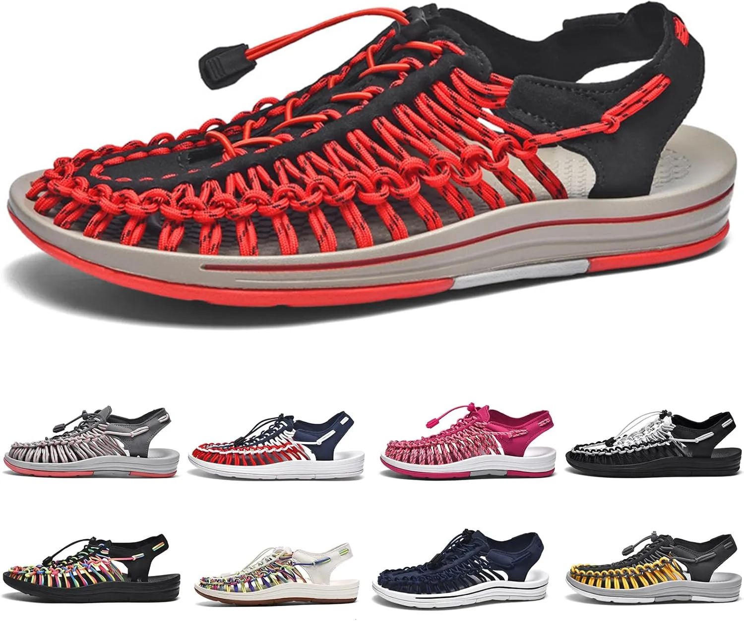 Large Size Unisex Rope Sport Sandals Men's Fisherman Shoes Women's Hand-Woven Shoes Comfortable Couple Lightweight Beach Sandals