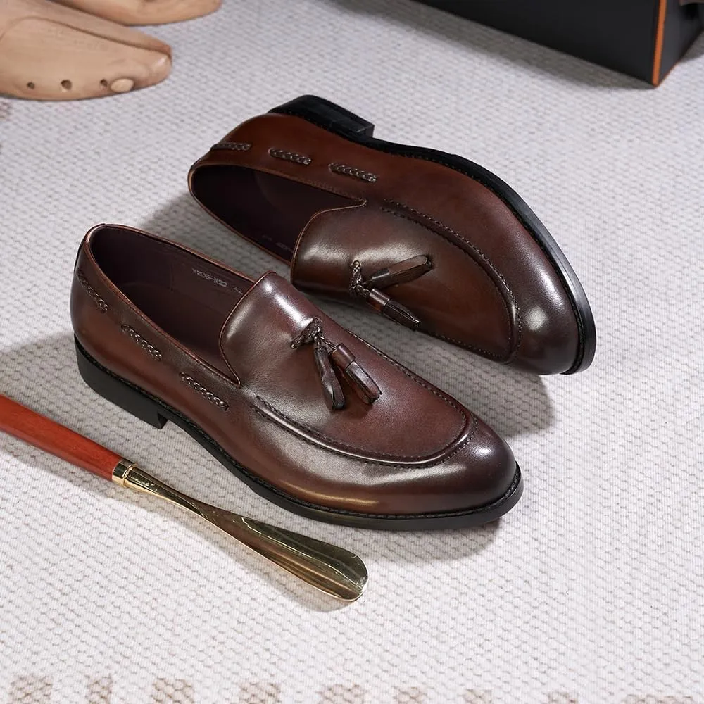 Leather Casual Sneakers for Mens Slip On Fashion Shoes for Formal Business Office Church Men's Dress Shoes Comfort Soft Non-Slip Sole