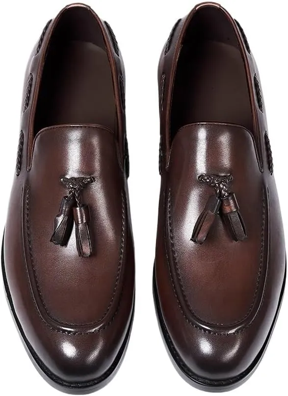 Leather Casual Sneakers for Mens Slip On Fashion Shoes for Formal Business Office Church Men's Dress Shoes Comfort Soft Non-Slip Sole